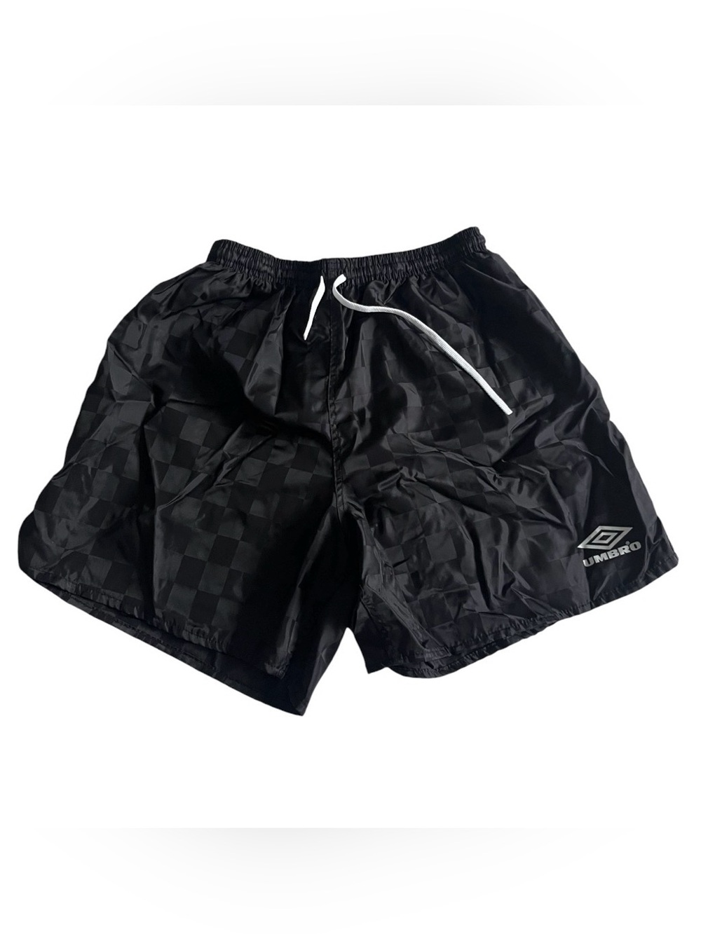 Umbro Vintage Y2K Checkered Soccer Shorts Mens XL Black Made in USA 90s